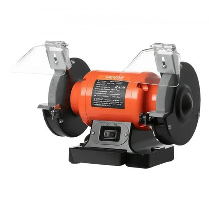 VEVOR Bench Grinder, 6-inch Single Speed Bench Grinder, 3450RPM High-Speed Table Grinders with 450W 3.8A Induction Motor, 36/60-Grit Grinding Wheel & Adjustable Eye Shield for Fast Sharpening Grinding - 6INCHTSMCDS6BUJK8001V1 - view 2
