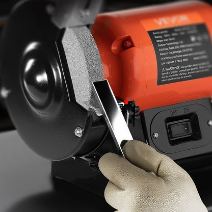 VEVOR Bench Grinder, 6-inch Single Speed Bench Grinder, 3450RPM High-Speed Table Grinders with 450W 3.8A Induction Motor, 36/60-Grit Grinding Wheel & Adjustable Eye Shield for Fast Sharpening Grinding - 6INCHTSMCDS6BUJK8001V1 - view 9