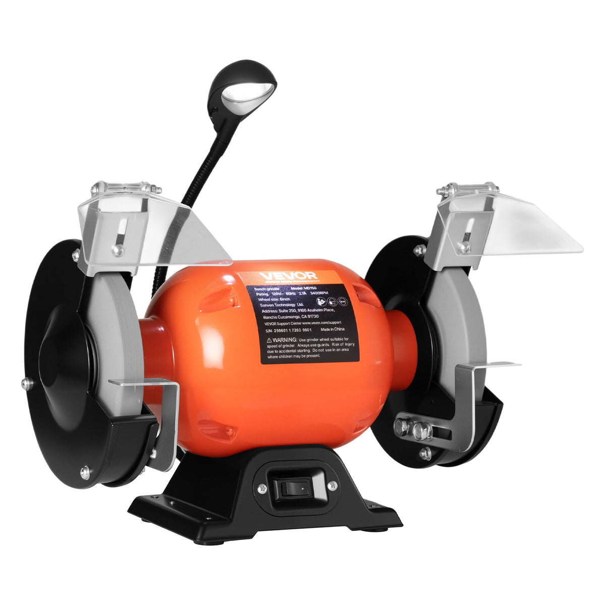 VEVOR Bench Grinder, 6-inch Single Speed Bench Grinder, 3450RPM High-Speed Table Grinders with 250W 2.1A Induction Motor, 36/60-Grit Grinding Wheels & LED Work Light for Fast Sharpening Grinding - 6INCHTSMCDS6X0MS7001V1 - view 10
