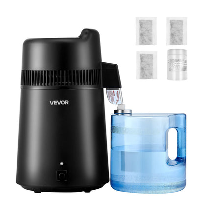 VEVOR Water Distiller, 6L 1.6 Gallon Larger Pure Water Purifier Filter For Home Table Countertop, 900W Plastic Distilled Maker, Stainless Steel Interior Drinking Machine to Make Clean Waters, Black - 6LZLSJHS6L13DEMXU001V1 - view 1