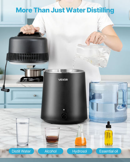VEVOR Water Distiller, 6L 1.6 Gallon Larger Pure Water Purifier Filter For Home Table Countertop, 900W Plastic Distilled Maker, Stainless Steel Interior Drinking Machine to Make Clean Waters, Black - 6LZLSJHS6L13DEMXU001V1 - view 7