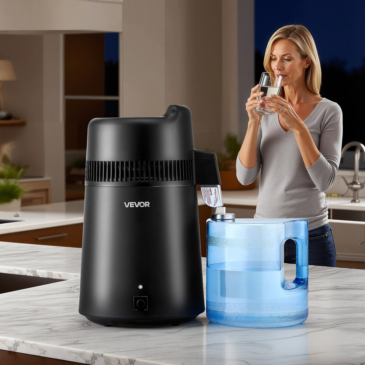 VEVOR Water Distiller, 6L 1.6 Gallon Larger Pure Water Purifier Filter For Home Table Countertop, 900W Plastic Distilled Maker, Stainless Steel Interior Drinking Machine to Make Clean Waters, Black - 6LZLSJHS6L13DEMXU001V1 - view 9