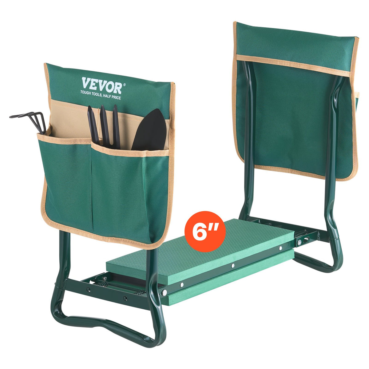 VEVOR Garden Kneeler and Seat, 6 in Wide Kneeling Pad, Heavy Duty Garden Kneeling Stool, Folding Garden Seat with 2 Tool Bags, Relieve Knee & Back Pain, Portable Garden Bench for Women Grandparents - 6YCGDJKZDK2GGCLRN001V0 - view 1