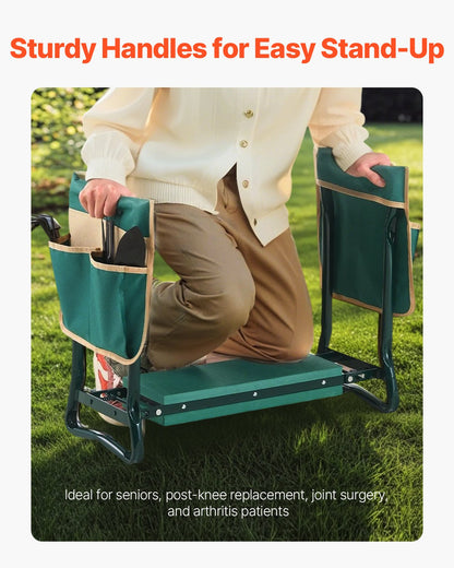 VEVOR Garden Kneeler and Seat, 6 in Wide Kneeling Pad, Heavy Duty Garden Kneeling Stool, Folding Garden Seat with 2 Tool Bags, Relieve Knee & Back Pain, Portable Garden Bench for Women Grandparents - 6YCGDJKZDK2GGCLRN001V0 - view 4