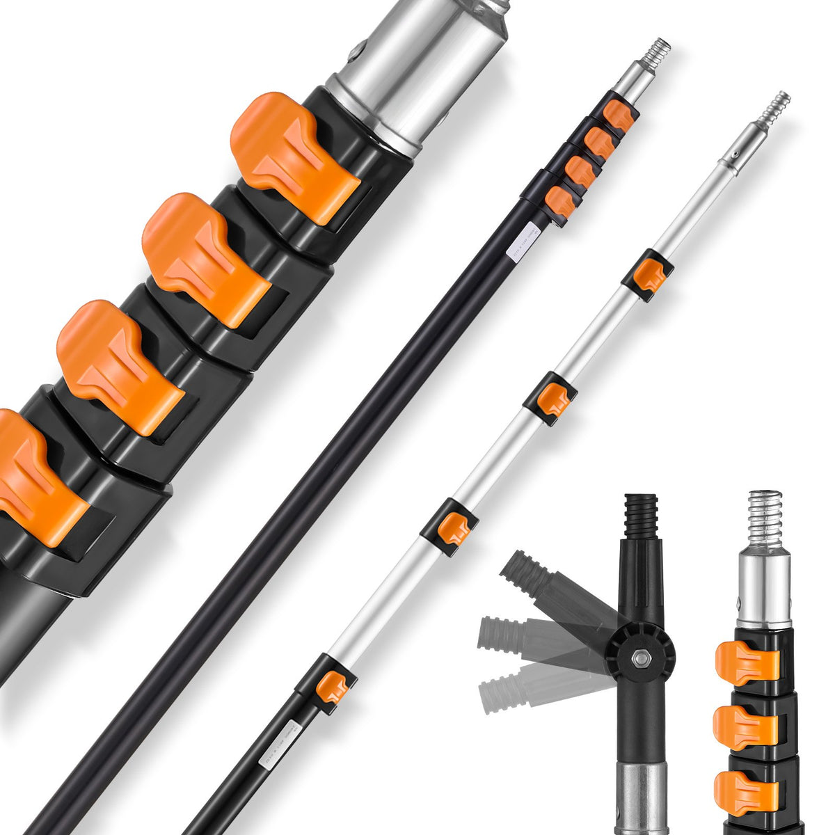 VEVOR Telescoping Pole, 7 to 30 FT Pole, Extension Multi-Purpose Pole, Sturdy Aluminum Alloy Paint Extendable Pole with Flip-Lock Design, Telescopic Pole for Painting, Dusting and Cleaning - 730YCGTYZGJSPFZ03V0 - view 1