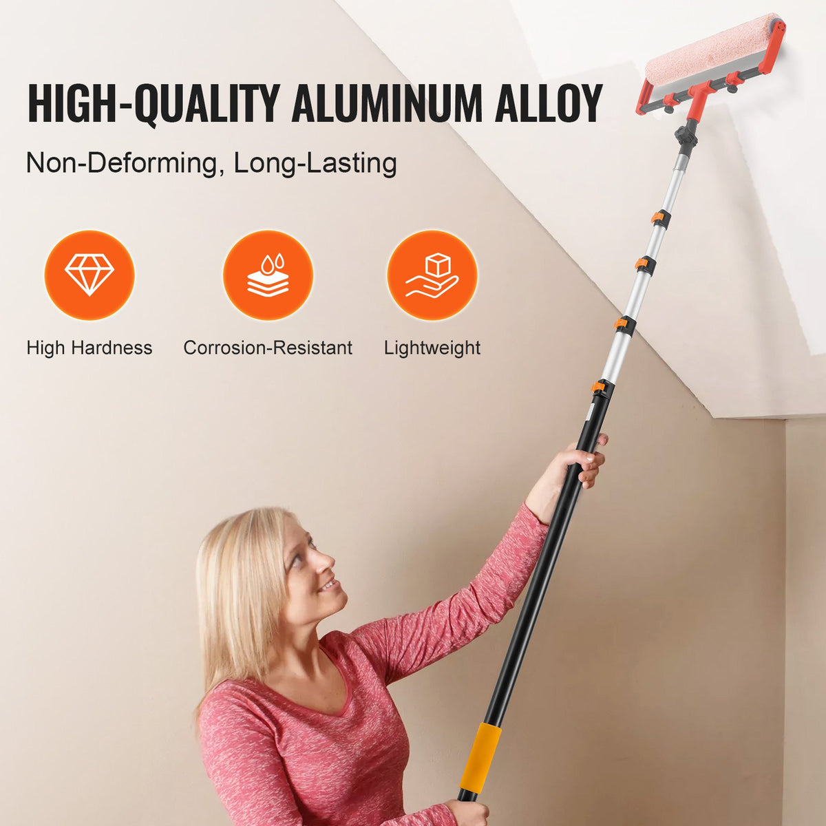 VEVOR Telescoping Pole, 7 to 30 FT Pole, Extension Multi-Purpose Pole, Sturdy Aluminum Alloy Paint Extendable Pole with Flip-Lock Design, Telescopic Pole for Painting, Dusting and Cleaning - 730YCGTYZGJSPFZ03V0 - view 4