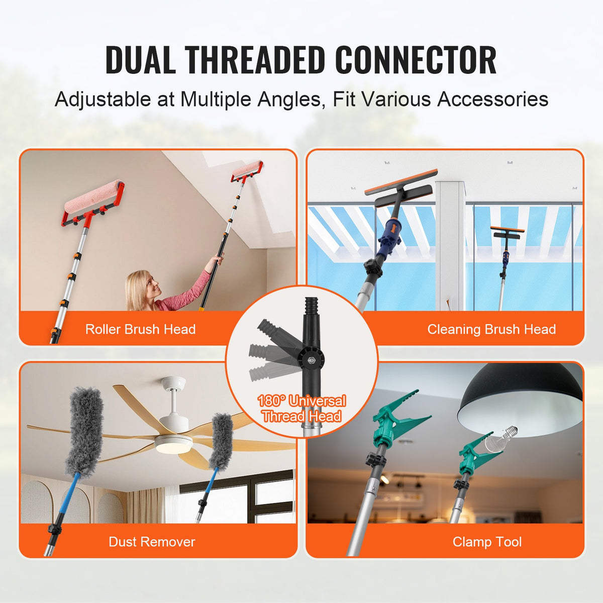 VEVOR Telescoping Pole, 7 to 30 FT Pole, Extension Multi-Purpose Pole, Sturdy Aluminum Alloy Paint Extendable Pole with Flip-Lock Design, Telescopic Pole for Painting, Dusting and Cleaning - 730YCGTYZGJSPFZ03V0 - view 7