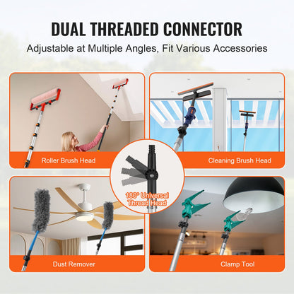 VEVOR Telescoping Pole, 7 to 30 FT Pole, Extension Multi-Purpose Pole, Sturdy Aluminum Alloy Paint Extendable Pole with Flip-Lock Design, Telescopic Pole for Painting, Dusting and Cleaning - 730YCGTYZGJSPFZ03V0 - view 7