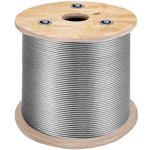 VEVOR Stainless Steel Wire Rope - 3/16" (4.76 mm), 500 ft (150 m), 7 x 19 - product view 1