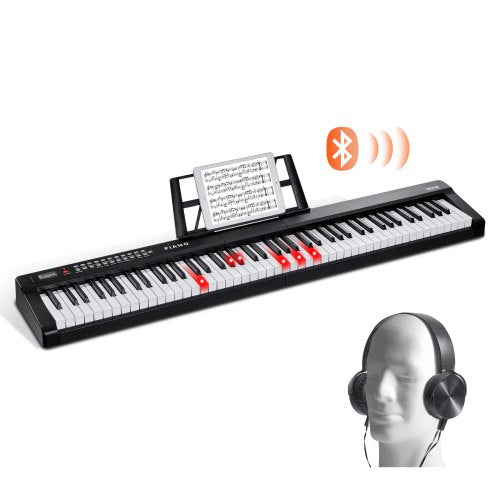 VEVOR 88 Key Digital Piano Keyboard, Semi Weighted Keys, Full Size Electric Portable Keyboard Piano Set with 1000 Tones Built-In Speakers Sustain Pedal Headphones, Bluetooth MIDI USB for Beginners - 88JBPZSMGQ88WU1LTV1 - view 2