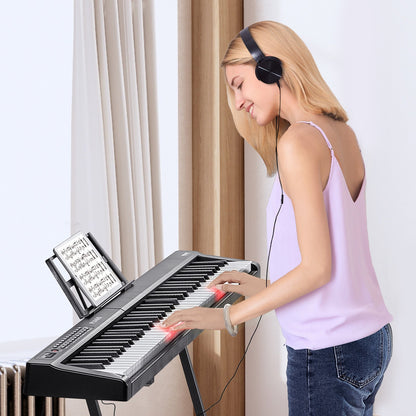 VEVOR 88 Key Digital Piano Keyboard, Semi Weighted Keys, Full Size Electric Portable Keyboard Piano Set with 1000 Tones Built-In Speakers Sustain Pedal Headphones, Bluetooth MIDI USB for Beginners - 88JBPZSMGQ88WU1LTV1 - view 9