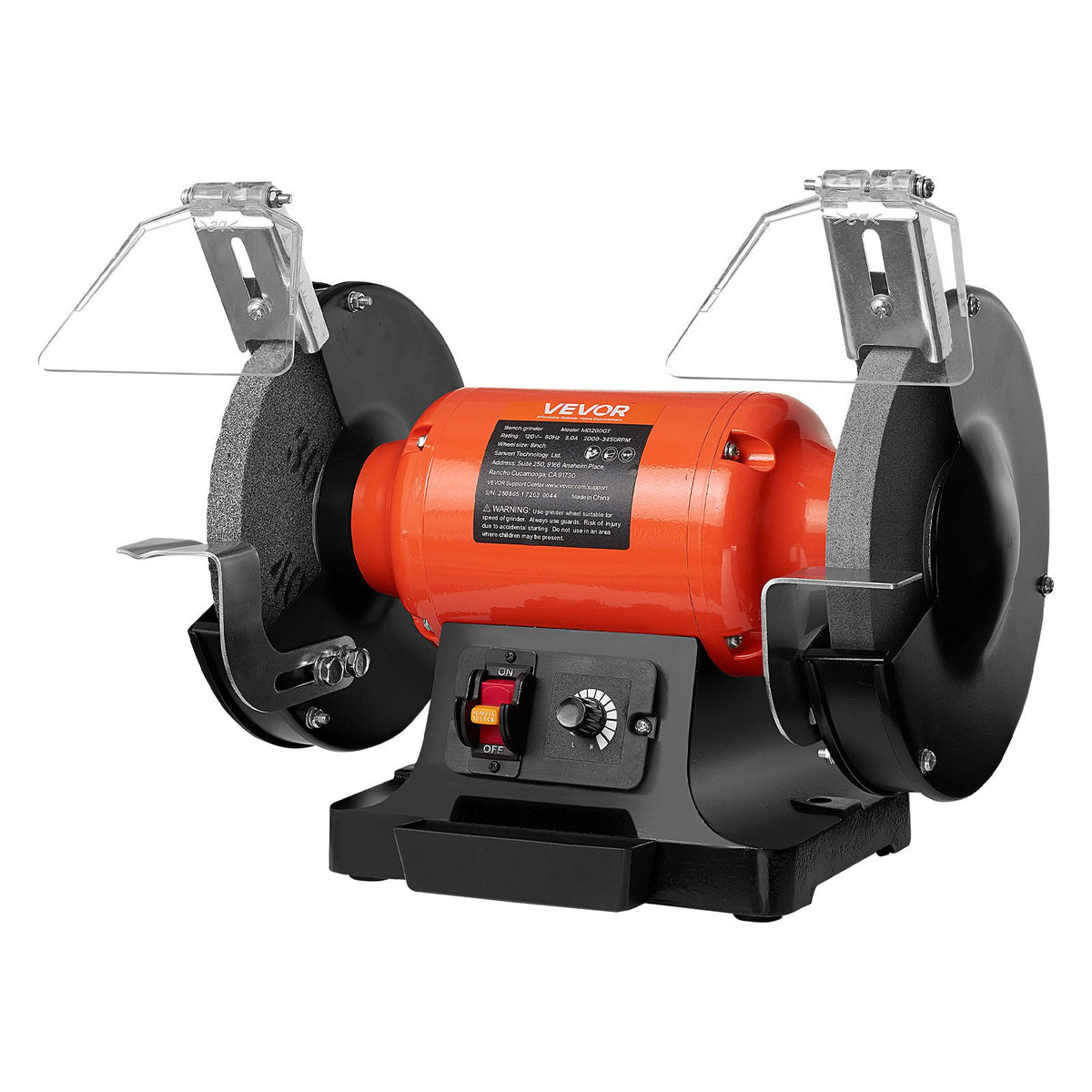 VEVOR Bench Grinder, 8-inch Variable Speed Bench Grinder, 2000-3450RPM Table Grinders with 550W 5.0A Induction Motor, 36/60-Grit Grinding Wheel & Adjustable Eye Shield for Sharpening Grinding - 8INCHTSMCBS8H71PH001V1 - view 1