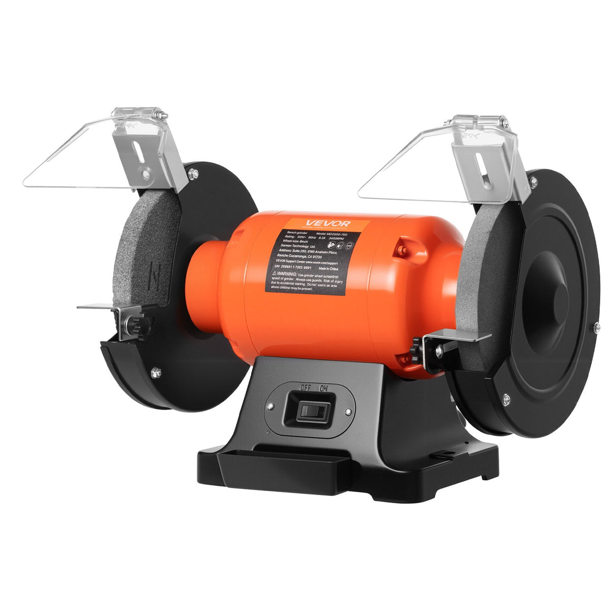 VEVOR Bench Grinder, 8-inch Single Speed Bench Grinder, 3450RPM High-Speed Table Grinders with 750W 6.2A Induction Motor, 36/60-Grit Grinding Wheel & Adjustable Eye Shield for Fast Sharpening Grinding - 8INCHTSMCDS87LBUX001V1 - view 1