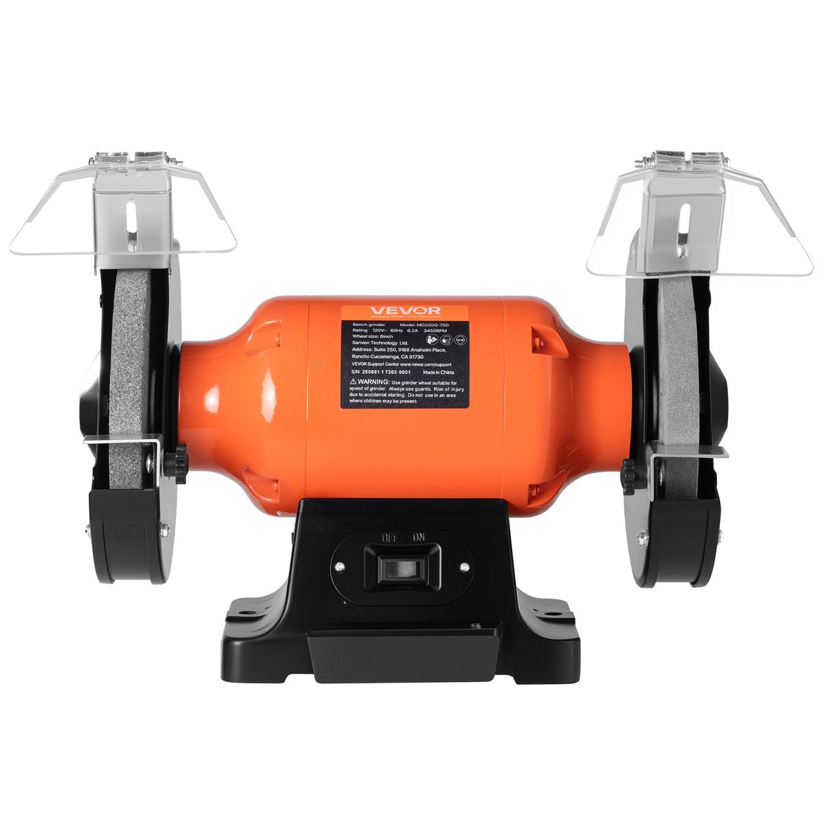 VEVOR Bench Grinder, 8-inch Single Speed Bench Grinder, 3450RPM High-Speed Table Grinders with 750W 6.2A Induction Motor, 36/60-Grit Grinding Wheel & Adjustable Eye Shield for Fast Sharpening Grinding - 8INCHTSMCDS87LBUX001V1 - view 10