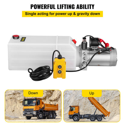 VEVOR Hydraulic Power Unit 8 Quart Hydraulic Pump Single Acting Hydraulic Pump for Dump Trailer Car Lifting 12V DC (Plastic, Single Acting Hydraulic Power Unit) - 8LCZYYBSLDZY00001V0 - view 4