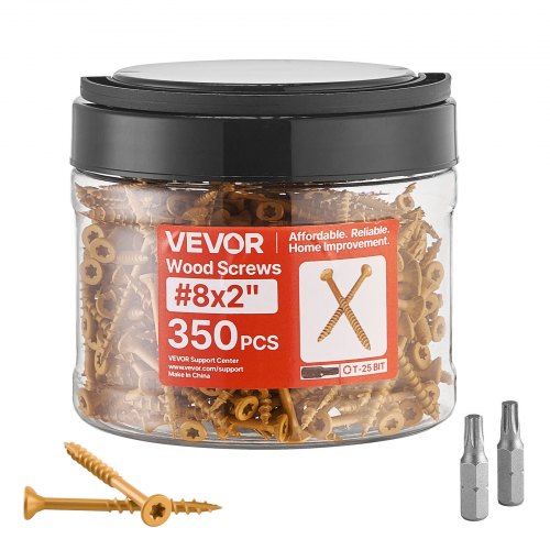 VEVOR Wood Screws 350 PCS, #8 x 2-Inch Anti-Rust Coated, Exterior Deck Screw Torx/T25 Star Drive, Metal Rust-Resistant Outdoor Decking Screws with 2 Screw Connectors, for Decking Fencing Framing - 8MLD300400G3PZIFN001V0 - view 2