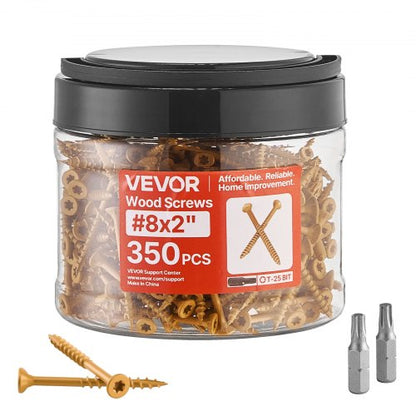 VEVOR Wood Screws 350 PCS, #8 x 2-Inch Anti-Rust Coated, Exterior Deck Screw Torx/T25 Star Drive, Metal Rust-Resistant Outdoor Decking Screws with 2 Screw Connectors, for Decking Fencing Framing - 8MLD300400G3PZIFN001V0 - view 2