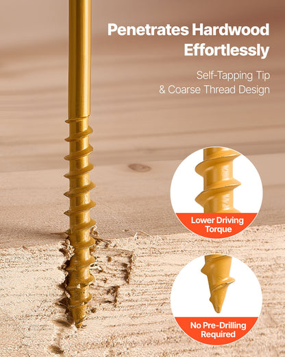 VEVOR Wood Screws 350 PCS, #8 x 2-Inch Anti-Rust Coated, Exterior Deck Screw Torx/T25 Star Drive, Metal Rust-Resistant Outdoor Decking Screws with 2 Screw Connectors, for Decking Fencing Framing - 8MLD300400G3PZIFN001V0 - view 5