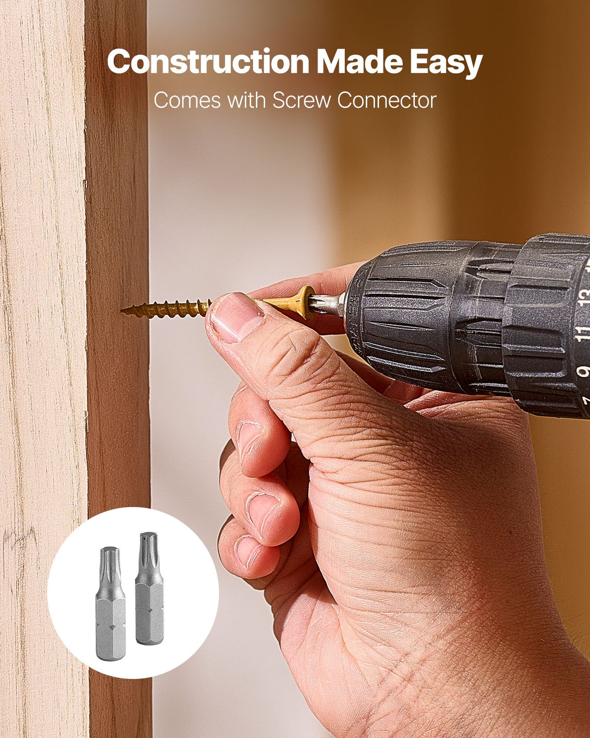 VEVOR Wood Screws 350 PCS, #8 x 2-Inch Anti-Rust Coated, Exterior Deck Screw Torx/T25 Star Drive, Metal Rust-Resistant Outdoor Decking Screws with 2 Screw Connectors, for Decking Fencing Framing - 8MLD300400G3PZIFN001V0 - view 7