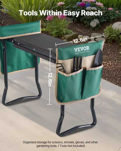 VEVOR Garden Kneeler and Seat, 8 in Wide Kneeling Pad, Heavy Duty Garden Kneeling Stool, Folding Garden Seat with 2 Tool Bags, Relieve Knee & Back Pain, Portable Garden Bench for Women Grandparents - 8YCGDJL60314HJQ2C003V0 - view 6