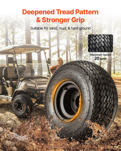 VEVOR Golf Cart Wheels, 8" 18x8.50-8 Black Steel Golf Cart Tires and Wheels Combo (Set of 4) Fit Club Car, EZGO, Yamaha, 4 Ply Rubber 4-Lug Lawn Mower Tires & Rims Assembly, 800 lbs Load, All-Terrain - 8YCLZ8INCH4PAPOK2001V0 - view 4