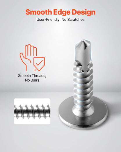 VEVOR #8 Self Drilling Wood Screws, 3/4 Inch Long 350 PCS Truss Head Wood Screws, Phillips Drive Quick Metal Self Tapping Screw, Stainless Steel and Full Thread, Screwdriver Bit Included, Silver - 8ZZLD300400GUZRER001V0 - view 7