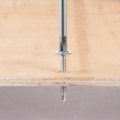 VEVOR #8 Self Drilling Wood Screws, 3/4 Inch Long 350 PCS Truss Head Wood Screws, Phillips Drive Quick Metal Self Tapping Screw, Stainless Steel and Full Thread, Screwdriver Bit Included, Silver - 8ZZLD300400GUZRER001V0 - view 9