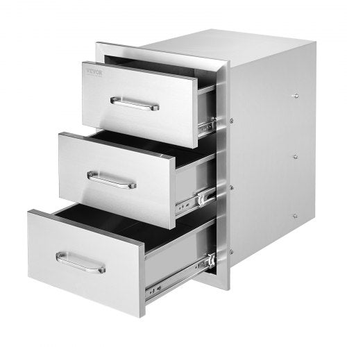 VEVOR Outdoor Kitchen Triple Drawers, 16 in Wide, Stainless Steel — view 0