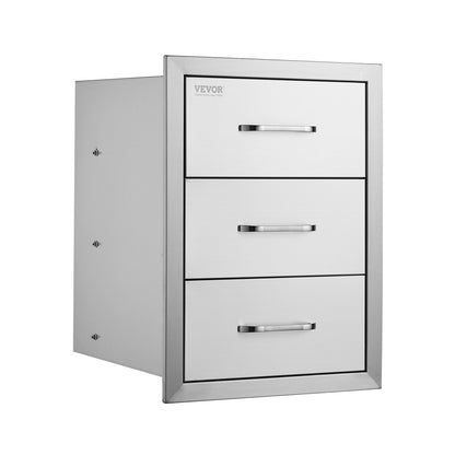 VEVOR Outdoor Kitchen Triple Drawers, 16 in Wide, Stainless Steel — view 9