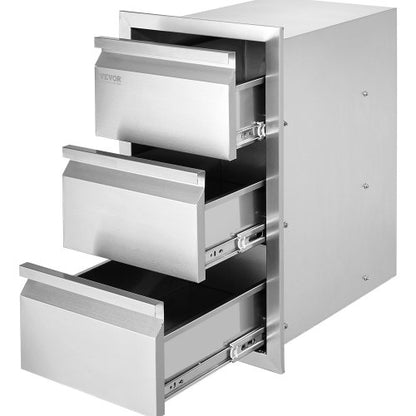VEVOR Outdoor Kitchen Triple Drawers, 15 in Wide, Stainless Steel — view 0