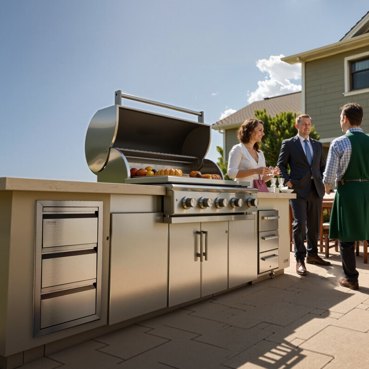 VEVOR Outdoor Kitchen Triple Drawers, 15 in Wide, Stainless Steel — view 8