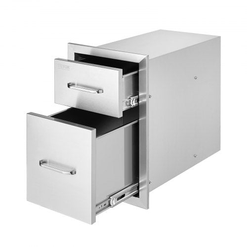 VEVOR Outdoor Kitchen Double Drawers, 13 in Wide, Stainless Steel — view 0