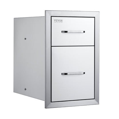 VEVOR Outdoor Kitchen Double Drawers, 13 in Wide, Stainless Steel — view 9