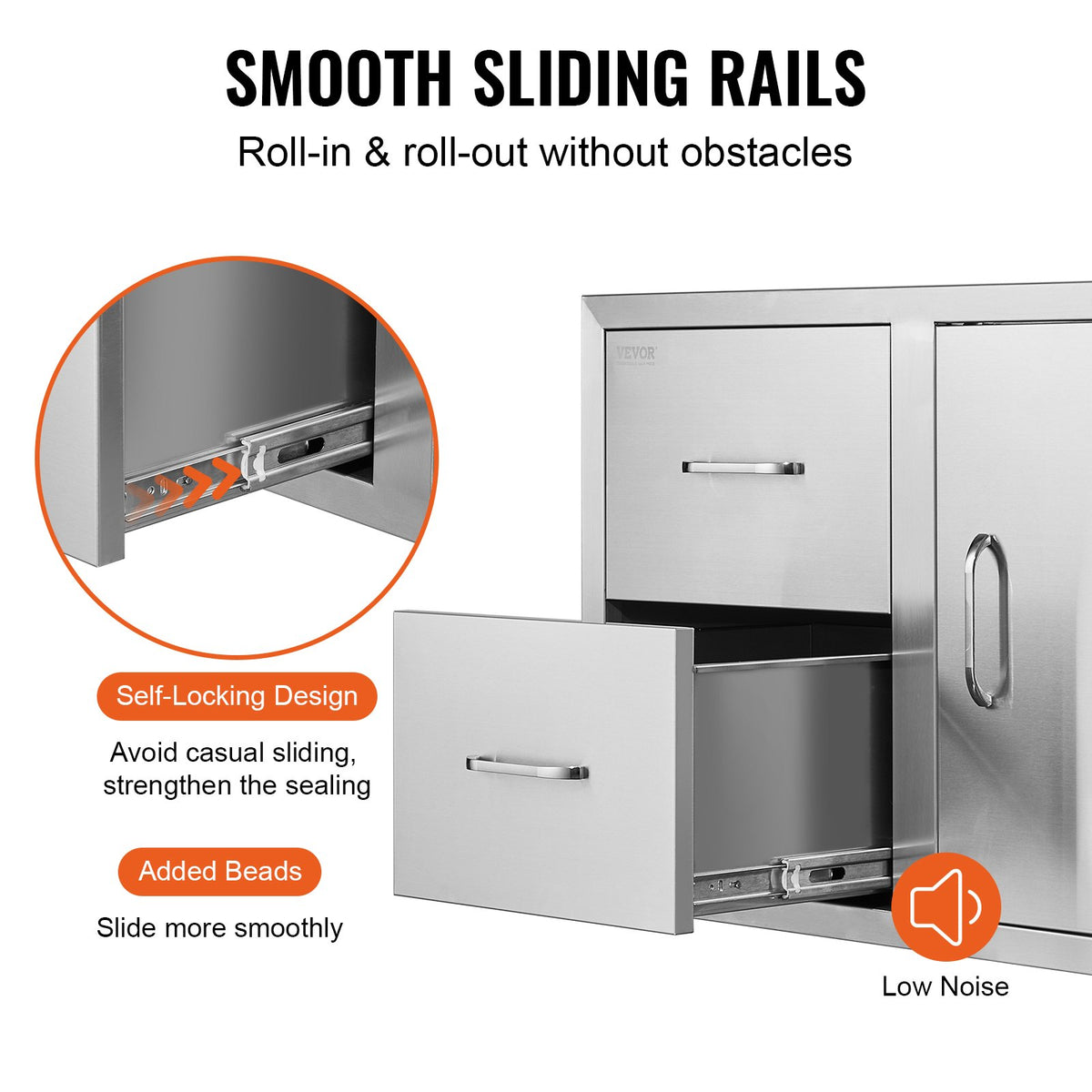 VEVOR Outdoor Kitchen Door and Double Drawer Combo, 32.5 in Wide — view 5