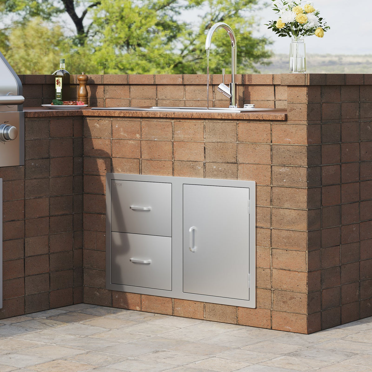 VEVOR Outdoor Kitchen Door and Double Drawer Combo, 32.5 in Wide — view 8