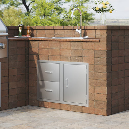VEVOR Outdoor Kitchen Door and Double Drawer Combo, 32.5 in Wide — view 8