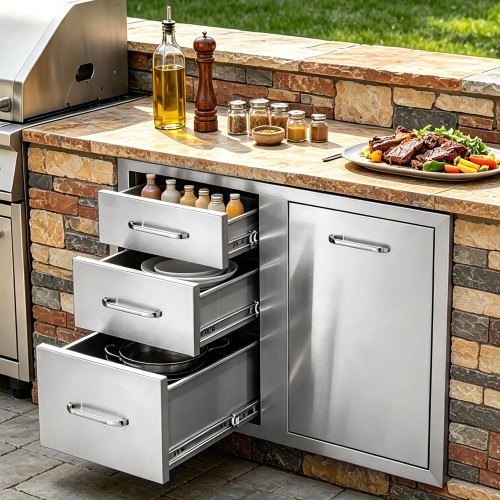 VEVOR Outdoor Kitchen Door and Triple Drawer Combo, 29.5 in Wide — view 0
