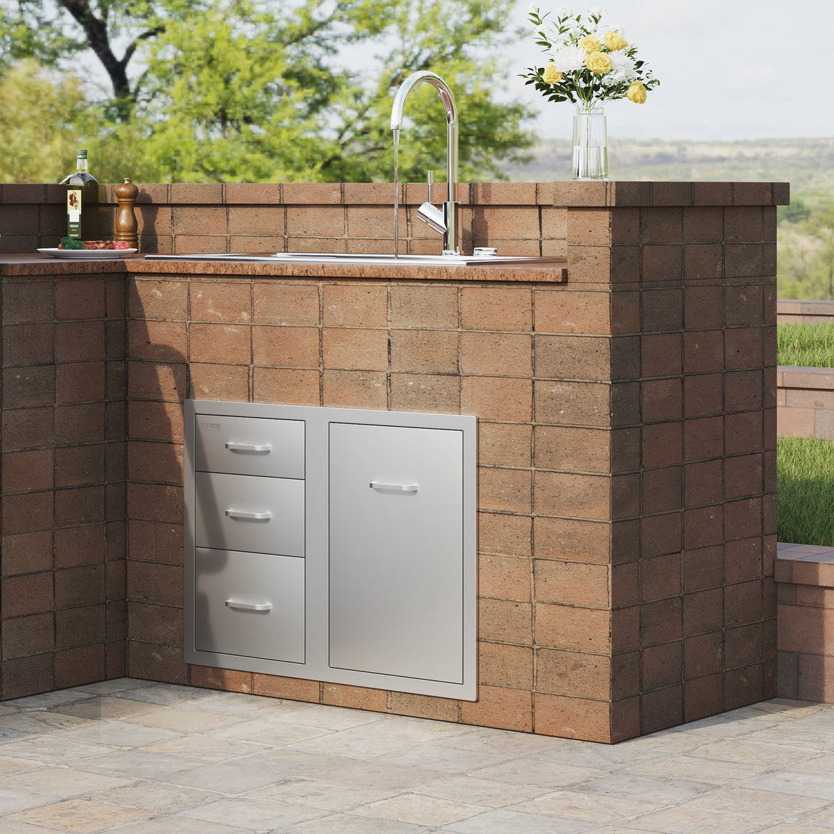 VEVOR Outdoor Kitchen Door and Triple Drawer Combo, 29.5 in Wide — view 8