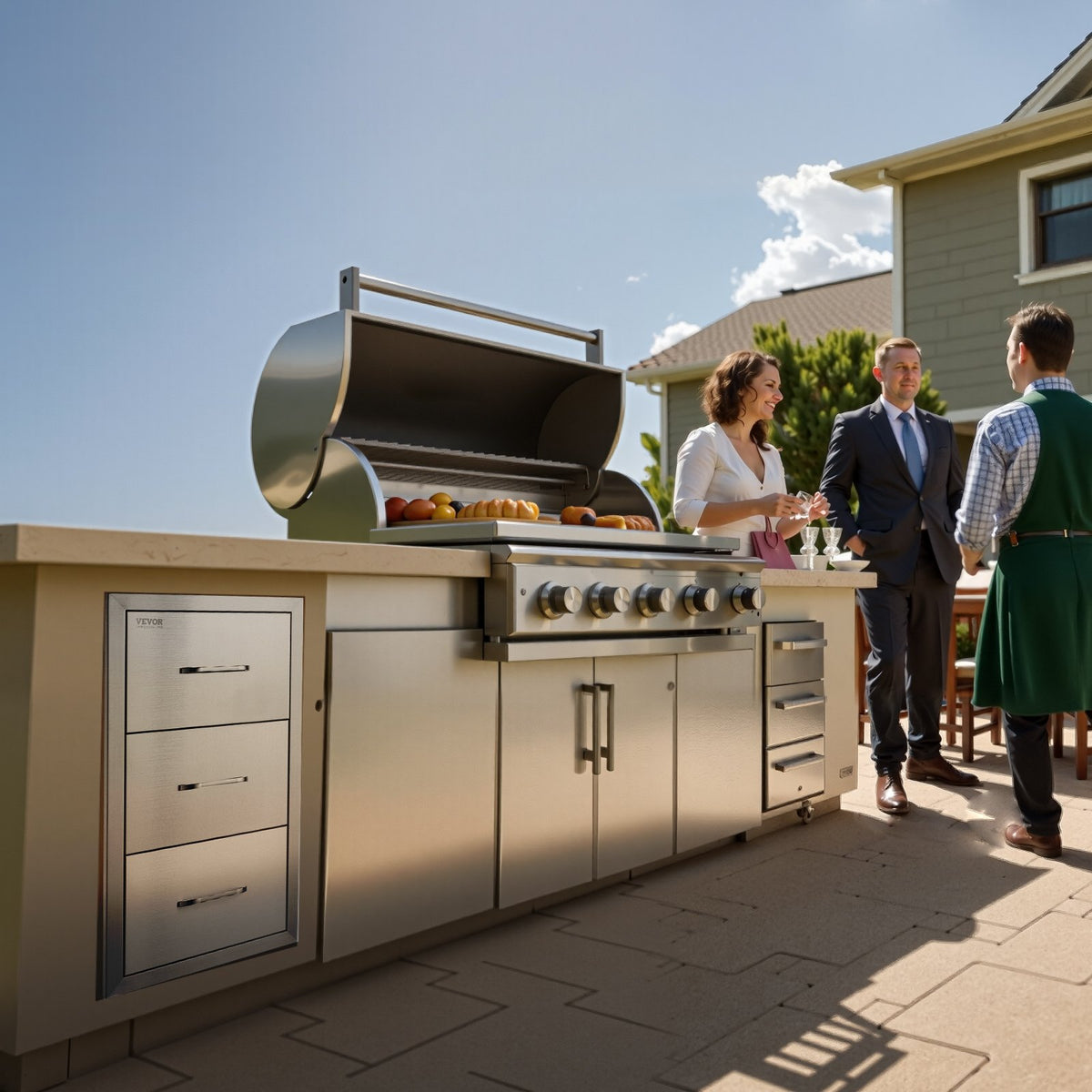 VEVOR Outdoor Kitchen Triple Drawers, 16 in Wide, Tall Storage Unit — view 8