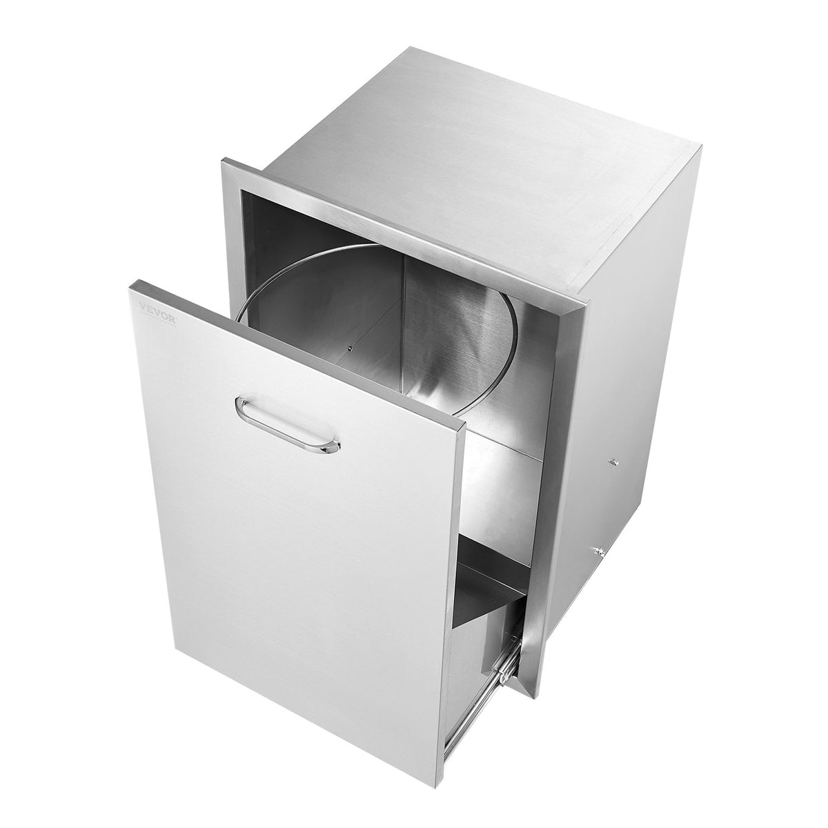 VEVOR Outdoor Kitchen Pull-Out Trash Drawer, 19.7 in Wide, Stainless Steel — view 10