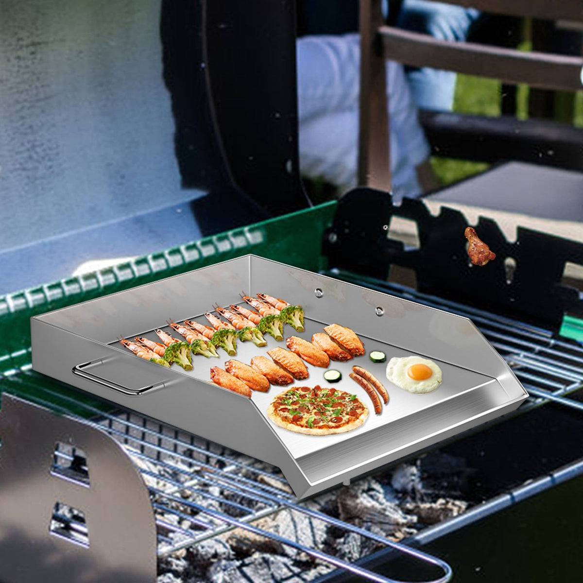 VEVOR Flat Top Griddle Plate, 18 x 16 in, with Handles and Two Spatulas — view 8
