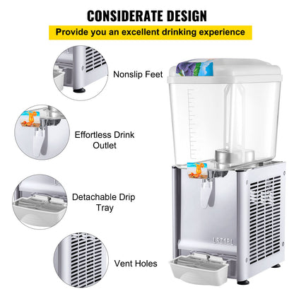 VEVOR Refrigerated Beverage Dispensers - view 7; beverages and bottle not included
