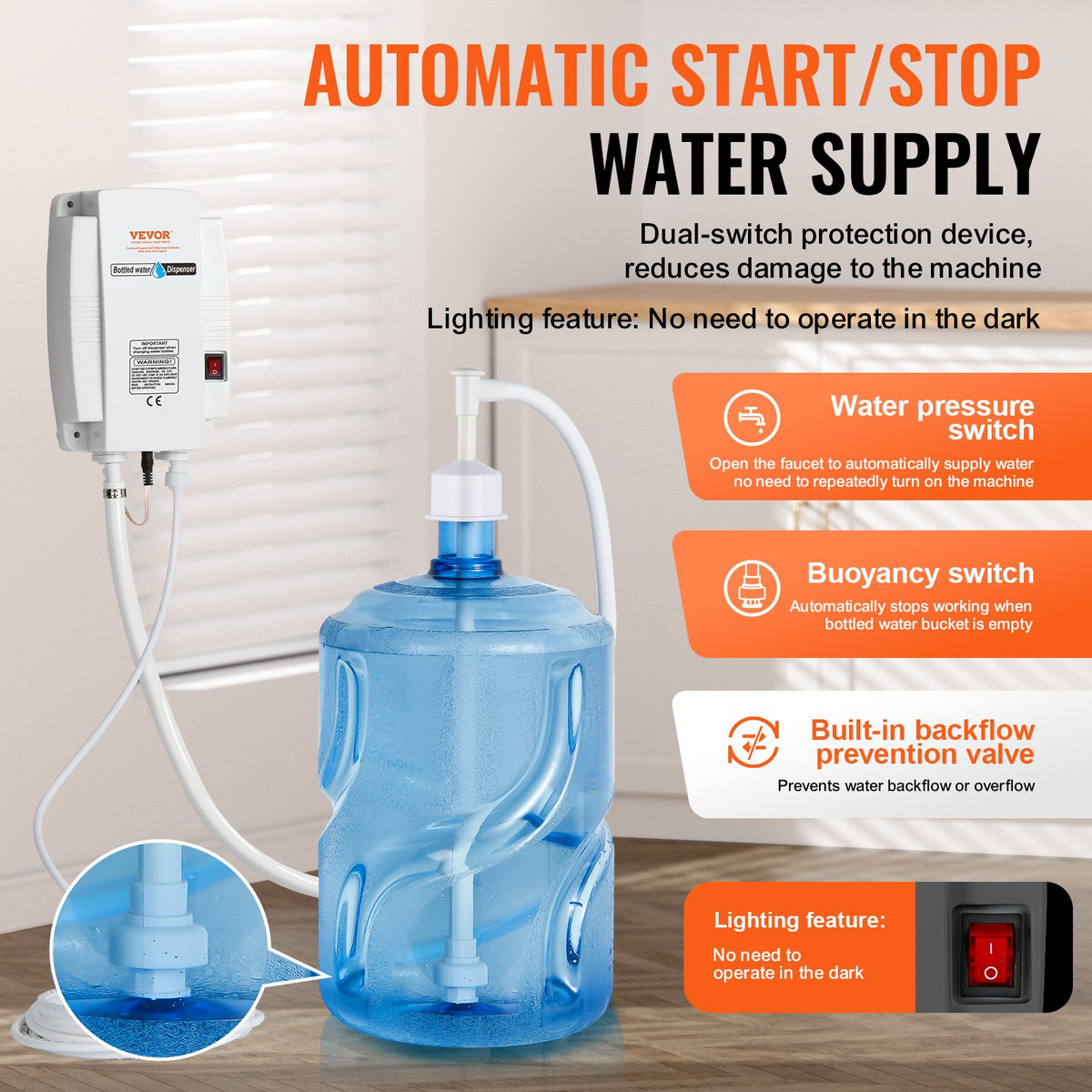 VEVOR Bottled Water Pump Systems - view 5; beverages and bottle not included