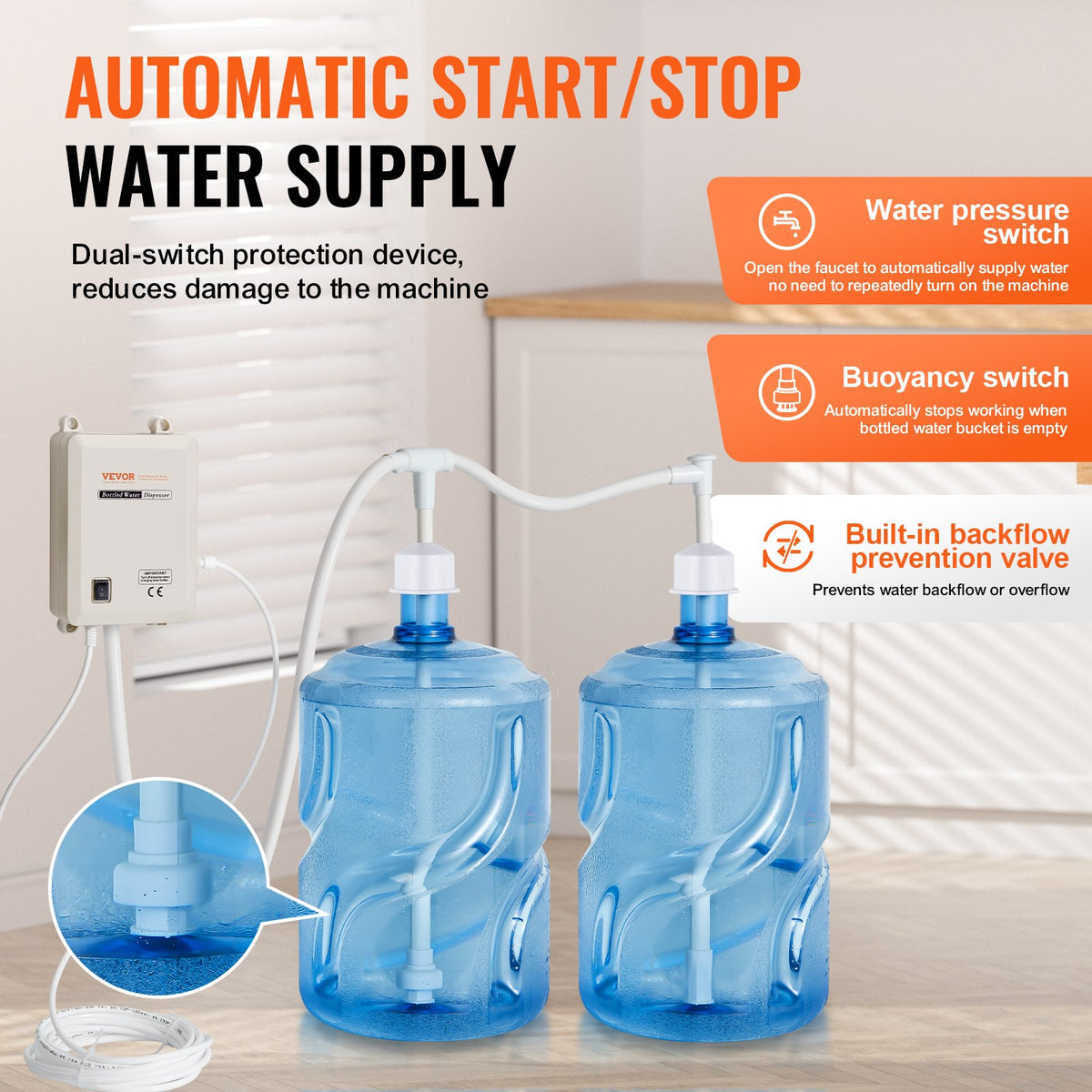VEVOR Bottled Water Pump Systems - view 5; bottles and beverages not included