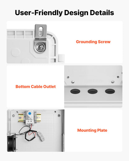 VEVOR Outdoor Electrical Box, ABS, Waterproof Electrical Junction Box with Thermostat and Fan, Mounting Plate, Cable Grommets, Ventilated Plastic Enclosure, 14.2 x 10.8 x 5.9 in, IP65 for Indoor/Outdoor - ABSDQXABS157BSV98001V7 - view 6