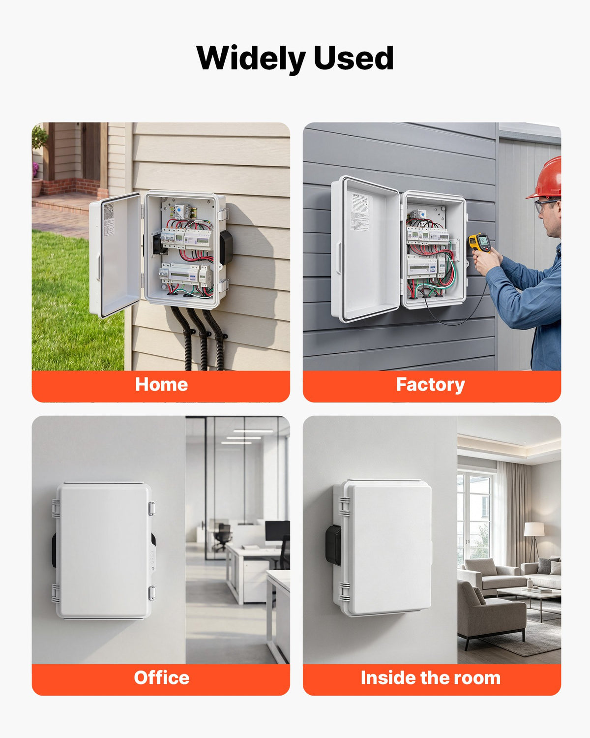 VEVOR Outdoor Electrical Box, ABS, Waterproof Electrical Junction Box with Thermostat and Fan, Mounting Plate, Cable Grommets, Ventilated Plastic Enclosure, 14.2 x 10.8 x 5.9 in, IP65 for Indoor/Outdoor - ABSDQXABS157BSV98001V7 - view 7