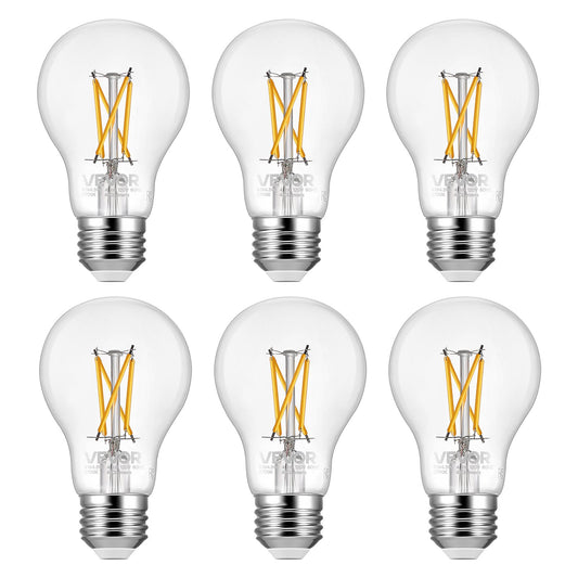 VEVOR 6 Pack Edison Bulbs LED, A19 Vintage Edison Light Bulbs, 4.5W Dimmable 450 Lumens, 2700K Warm White, E26 Base LED Filament Bulb, Antique Glass Style for Home, Bedroom, Office, Farmhouse,CRI80+ - ADSDP6GA1900P0T50001V6 - view 1