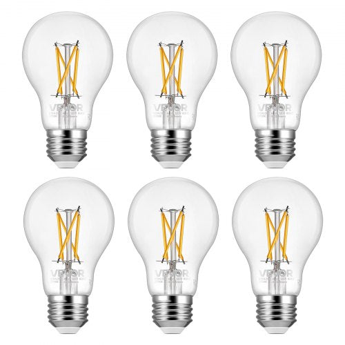 VEVOR 6 Pack Edison Bulbs LED, A19 Vintage Edison Light Bulbs, 4.5W Dimmable 450 Lumens, 2700K Warm White, E26 Base LED Filament Bulb, Antique Glass Style for Home, Bedroom, Office, Farmhouse,CRI80+ - ADSDP6GA1900P0T50001V6 - view 2