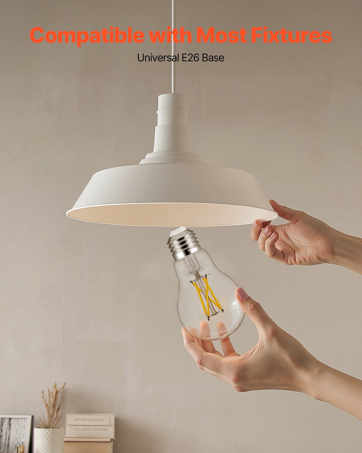 VEVOR 6 Pack Edison Bulbs LED, A19 Vintage Edison Light Bulbs, 4.5W Dimmable 450 Lumens, 2700K Warm White, E26 Base LED Filament Bulb, Antique Glass Style for Home, Bedroom, Office, Farmhouse,CRI80+ - ADSDP6GA1900P0T50001V6 - view 6