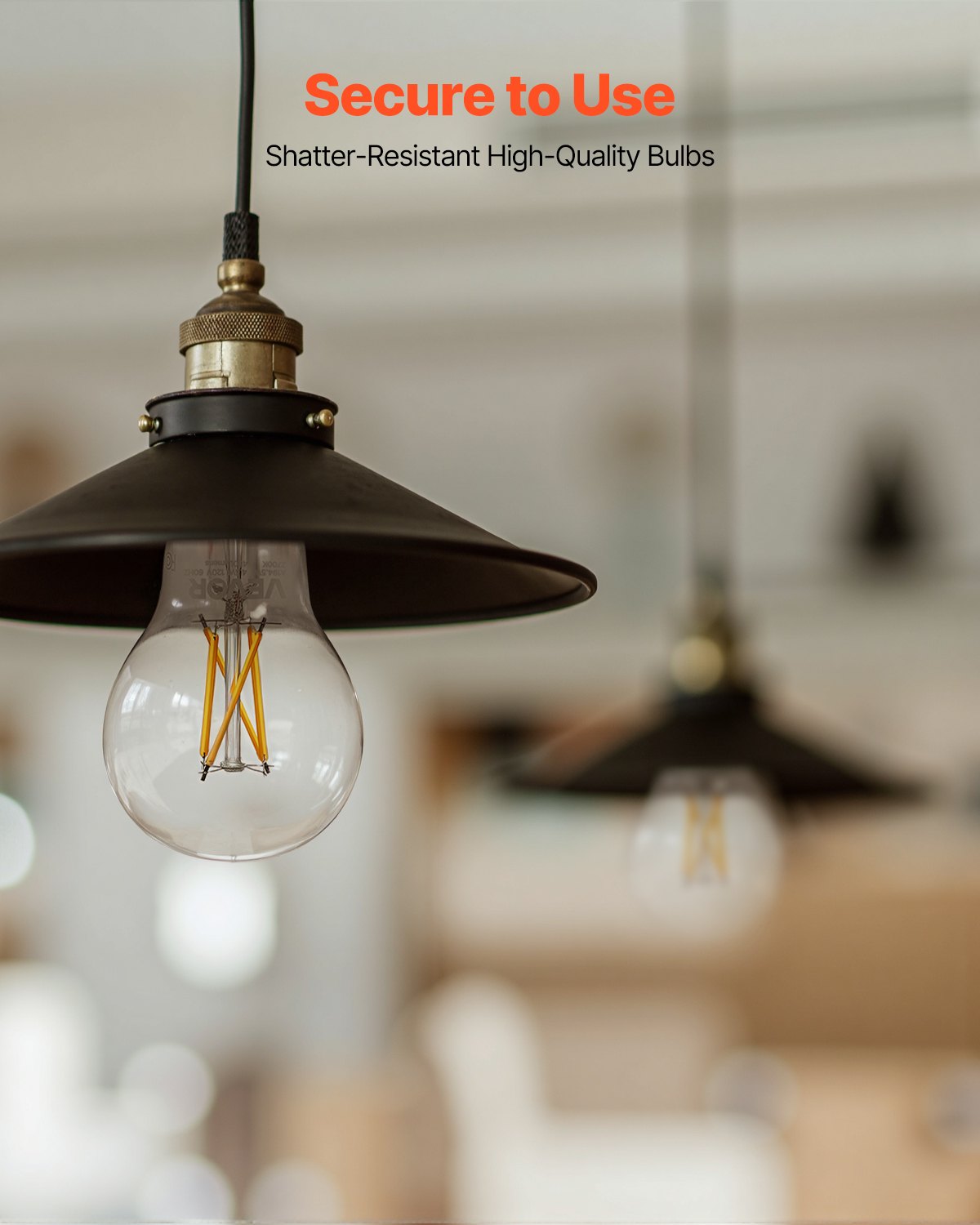 VEVOR 6 Pack Edison Bulbs LED, A19 Vintage Edison Light Bulbs, 4.5W Dimmable 450 Lumens, 2700K Warm White, E26 Base LED Filament Bulb, Antique Glass Style for Home, Bedroom, Office, Farmhouse,CRI80+ - ADSDP6GA1900P0T50001V6 - view 8